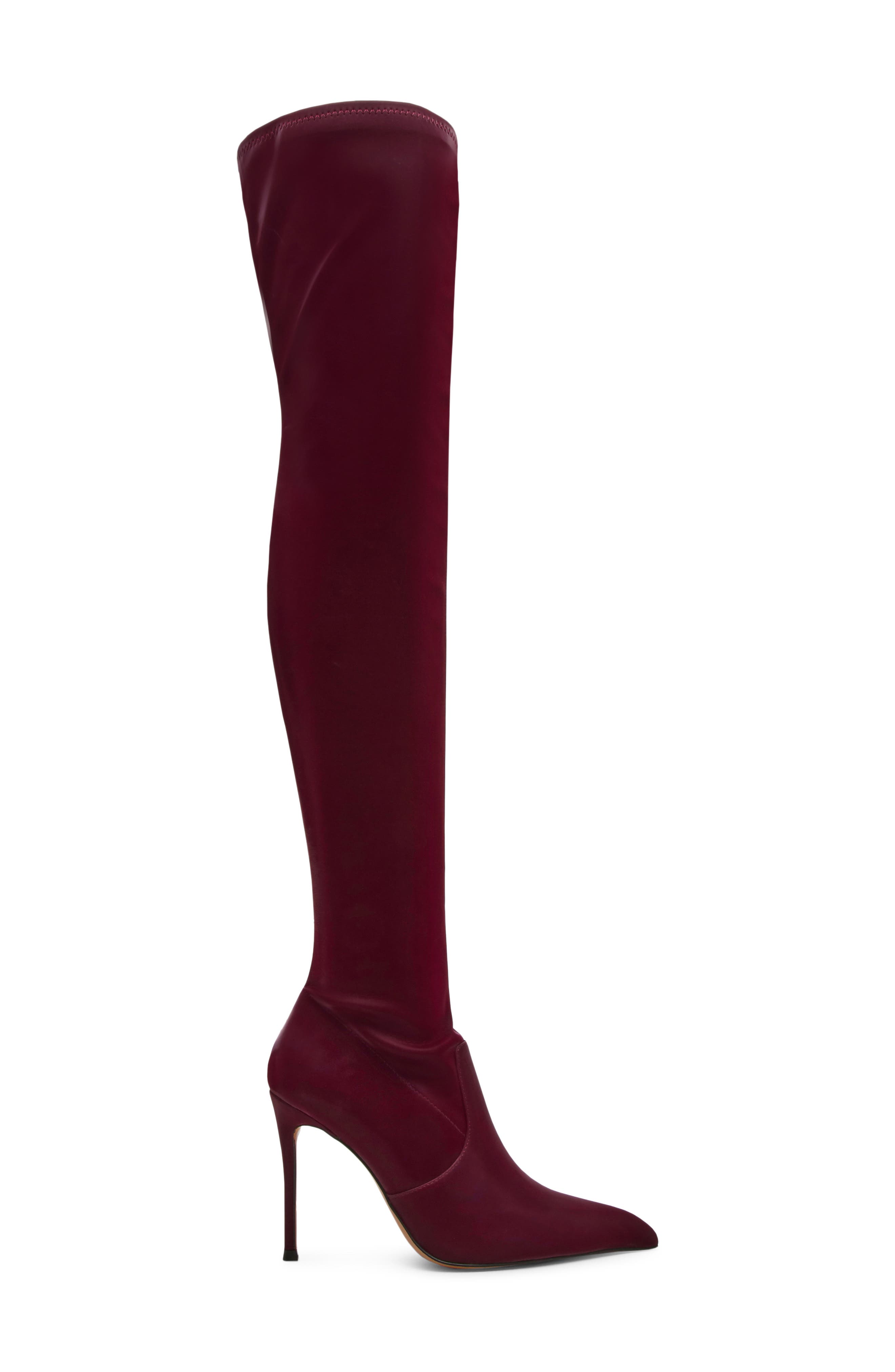 Pegasus Over the Knee Faux Leather Boot, Alternate, color, BURGUNDY TECHNO