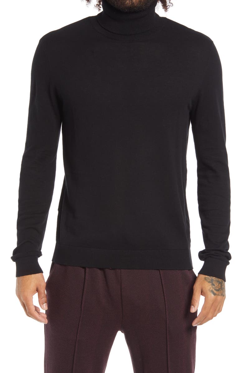 Topman Solid Cotton Turtleneck Sweater, Main, color,