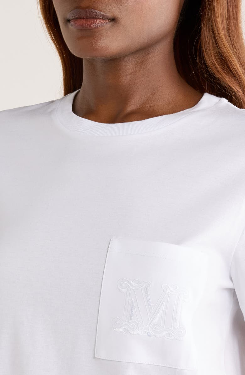 Max Mara Papaia Logo Embroidered Cotton T-Shirt, Alternate, color, Optical White