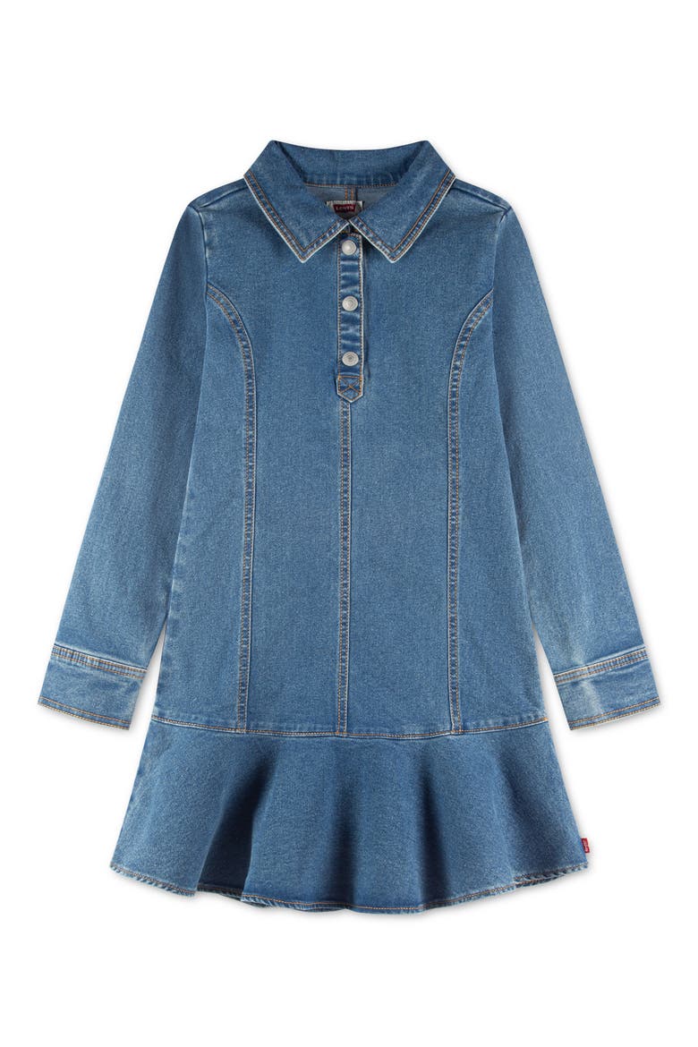 Kids' Long Sleeve Denim Dress, Main, color, DREW ME IN
