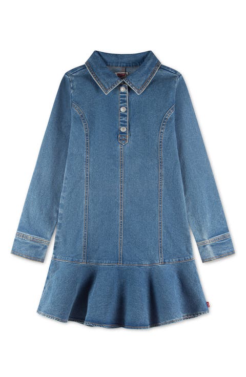 Kids' Long Sleeve Denim Dress