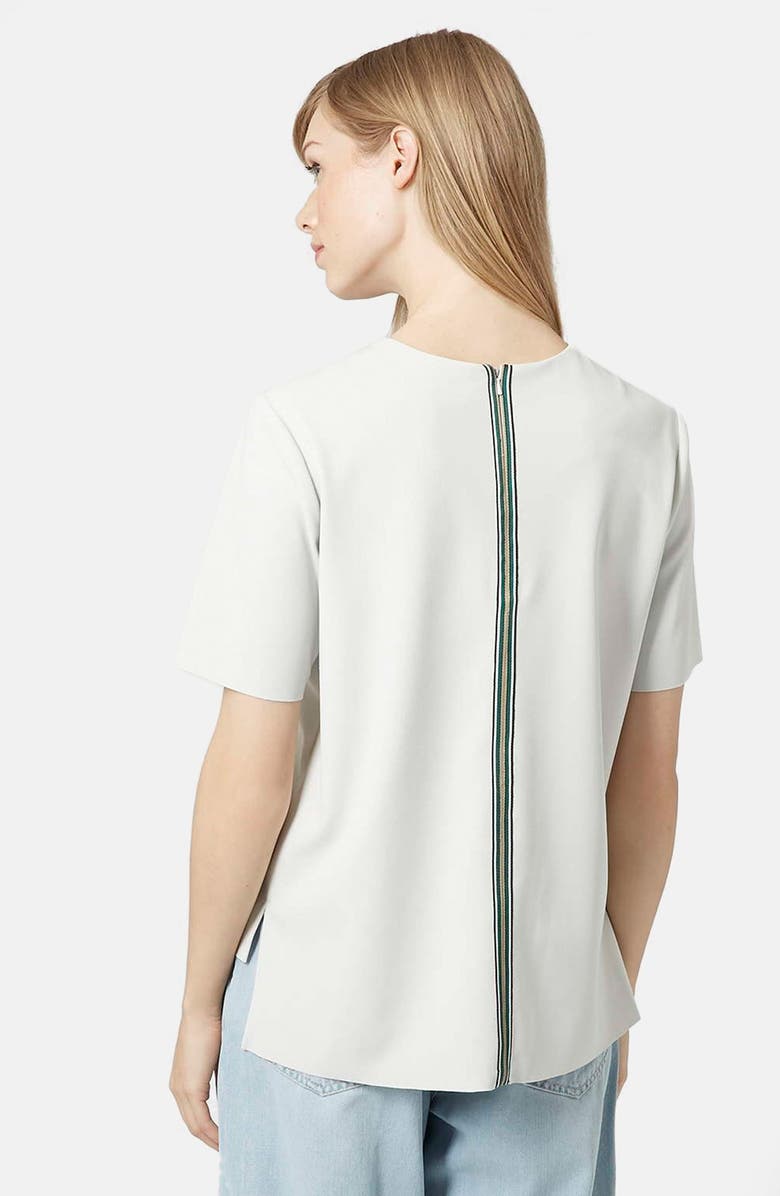 Topshop Raw Edge Short Sleeve Shirt, Alternate, color,