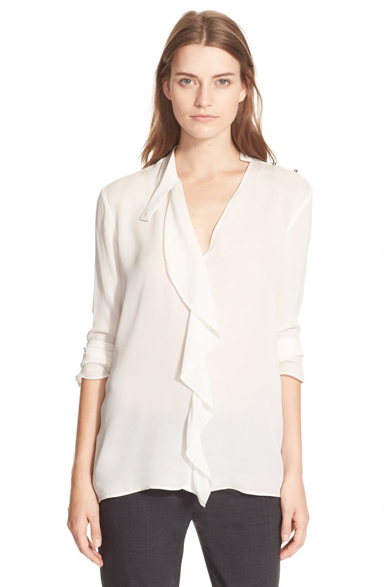 Ruffle Silk Top, Alternate, color, SOFT WHITE