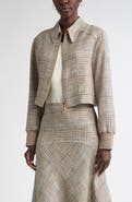 ST. JOHN Prince of Wales Plaid Crop Jacket