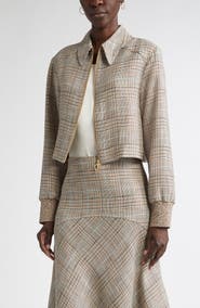 ST. JOHN Prince of Wales Plaid Crop Jacket