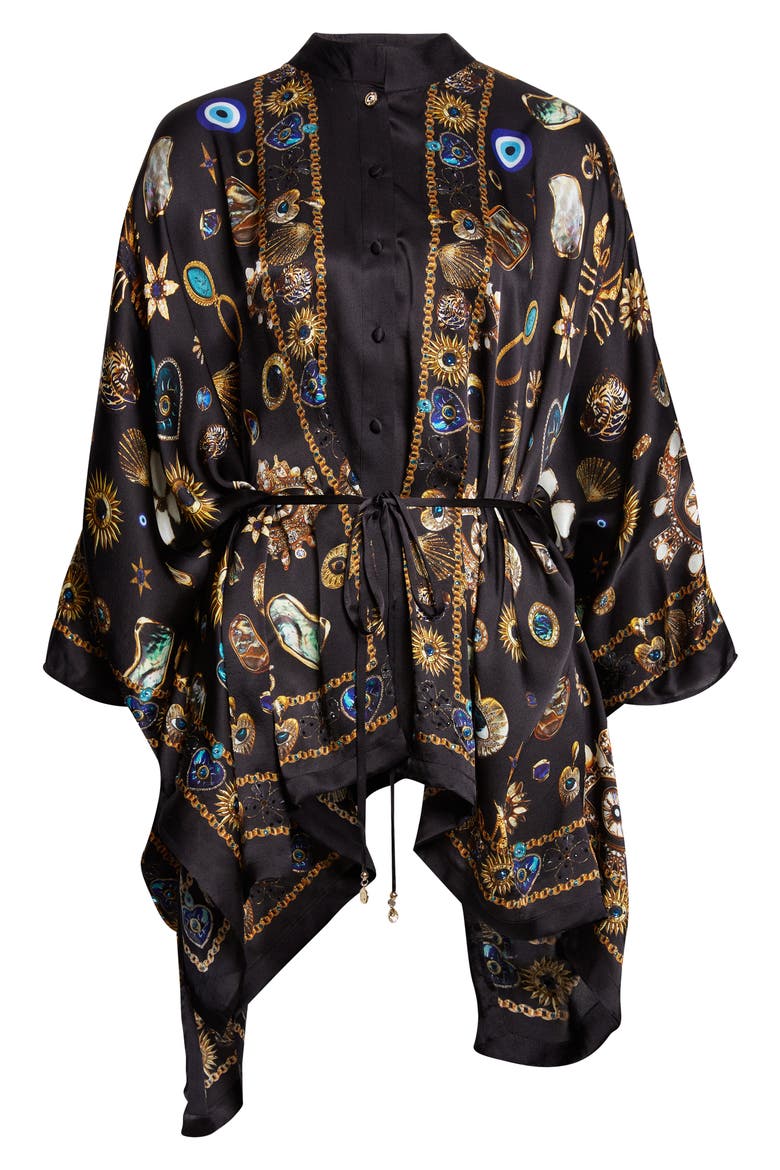 Amulets & Alchemy Print Silk Satin Shirt, Alternate, color, AMULETS AND ALCHEMY