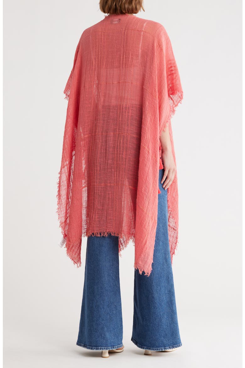 Textured Weave Open Front Duster, Alternate, color, CORAL