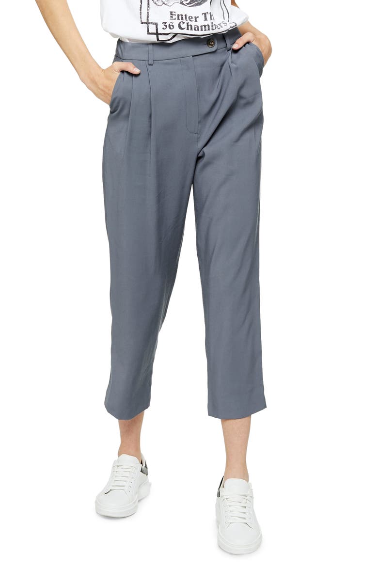 Pleated Cigarette Trousers, Main, color, LIGHT BLUE