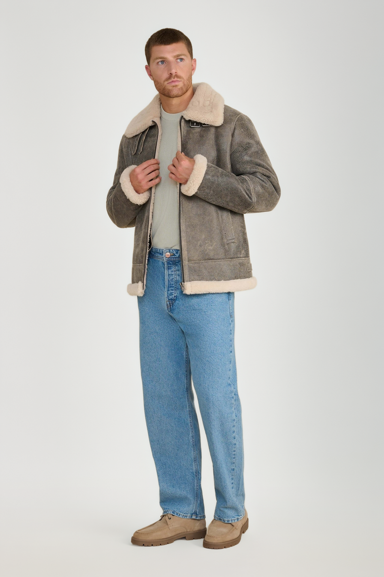 Rupert Shearling Aviator Jacket, Alternate, color, Grey