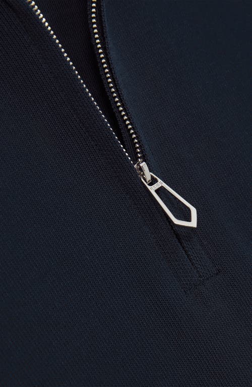 Reiss Berkley Slim Fit Quarter Zip Knit Polo Shirt In Navy