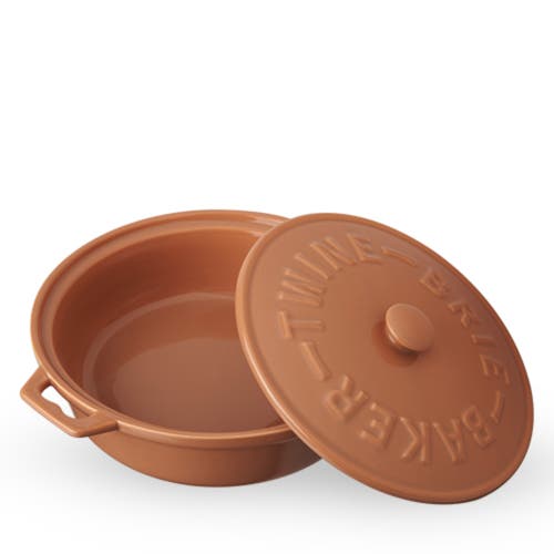 Twine Terra Cotta Brie Baker With Wood Spreader In Orange