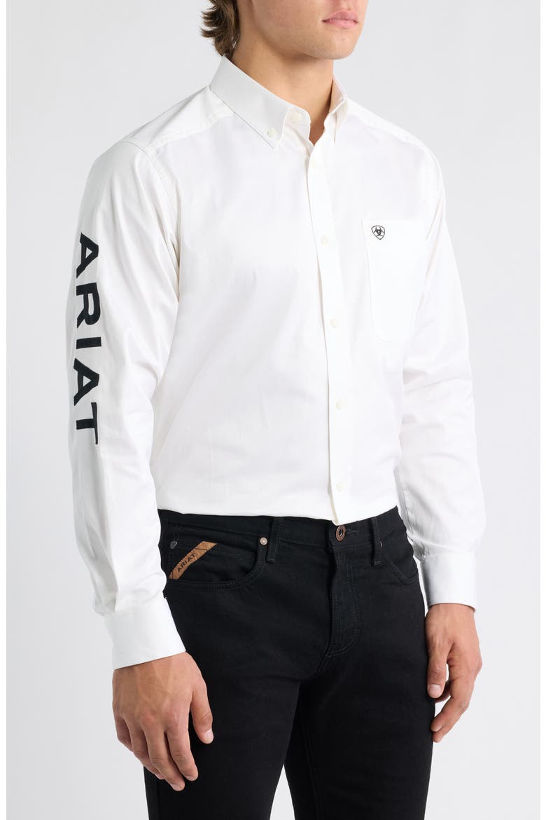 Team Logo Twill Performance Shirt, Main, color, WHITE/ BLACK