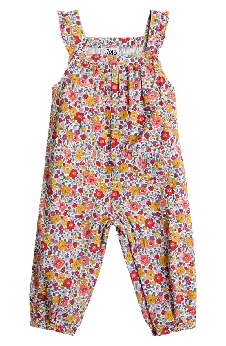 JOJO MAMAN BEBE T-Shirt & Floral Corduroy Overalls Set, Alternate, color, Rust