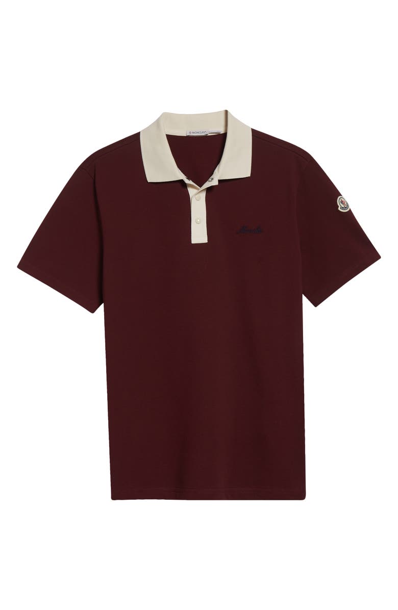 Moncler Logo Patch Cotton Piqué Polo, Alternate, color, Port Royale