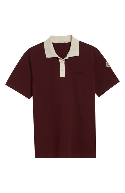 Moncler Logo Patch Cotton Piqué Polo In Brown
