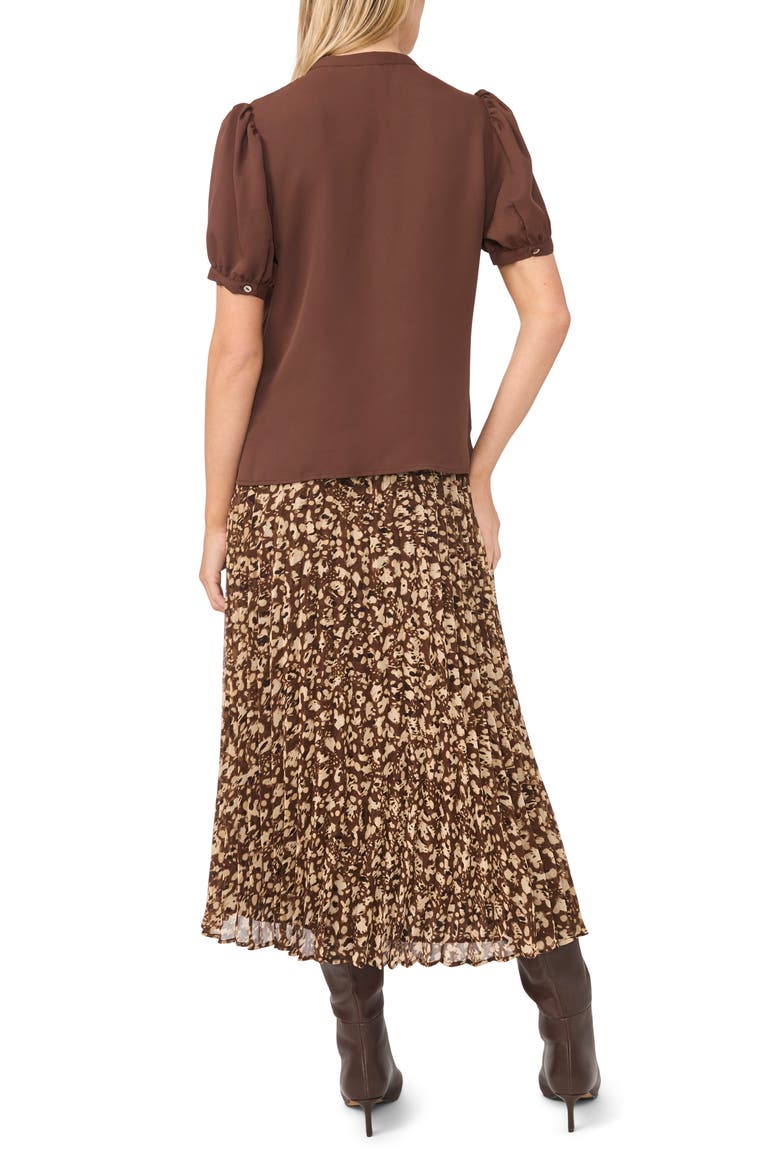 Puff Sleeve Button-Up Top, Alternate, color, CHICORY COFFEE