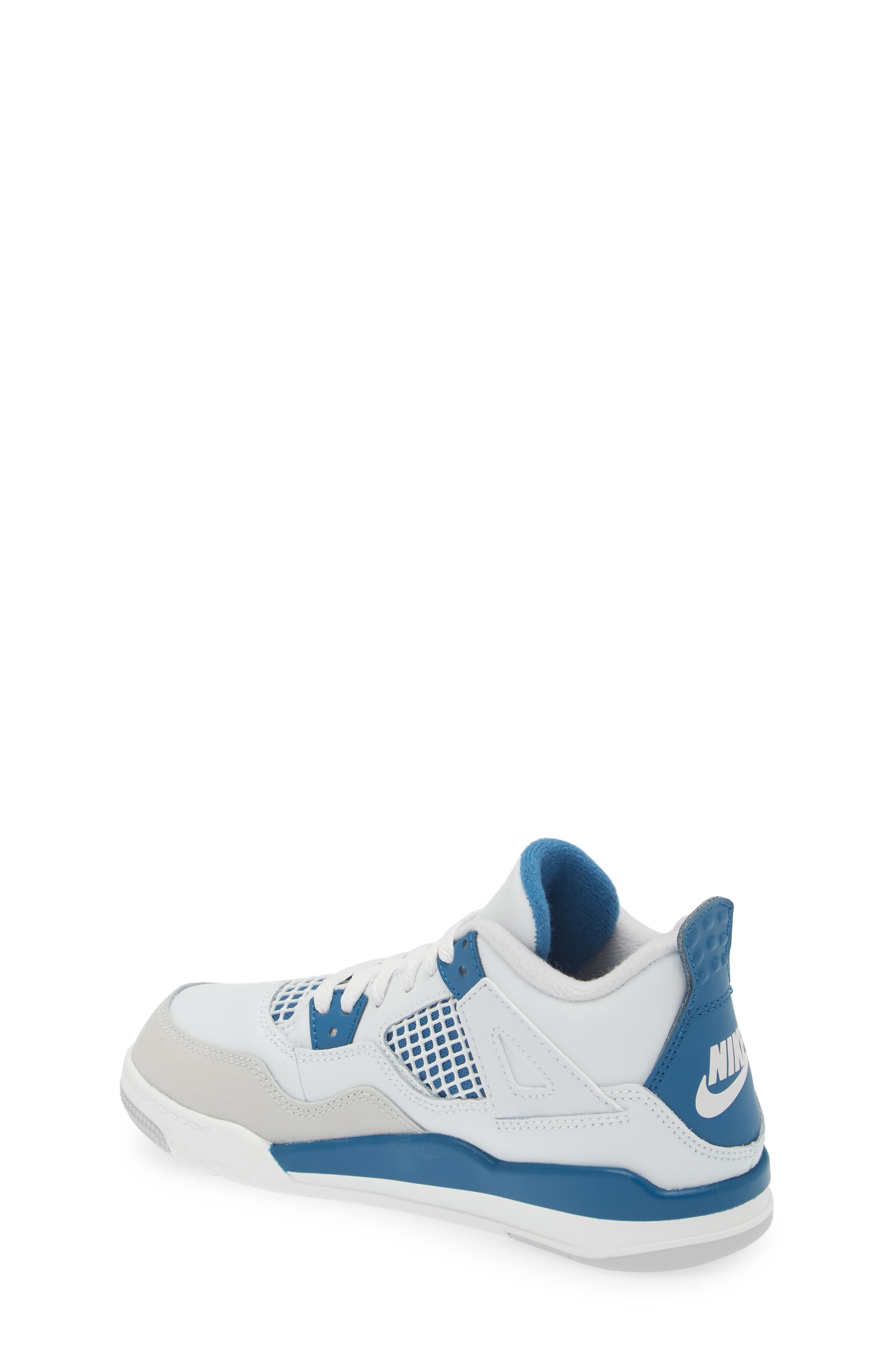 Jordan Kids' Air Jordan 4 Retro Basketball Sneaker, Alternate, color, Off White/ Blue/ Grey