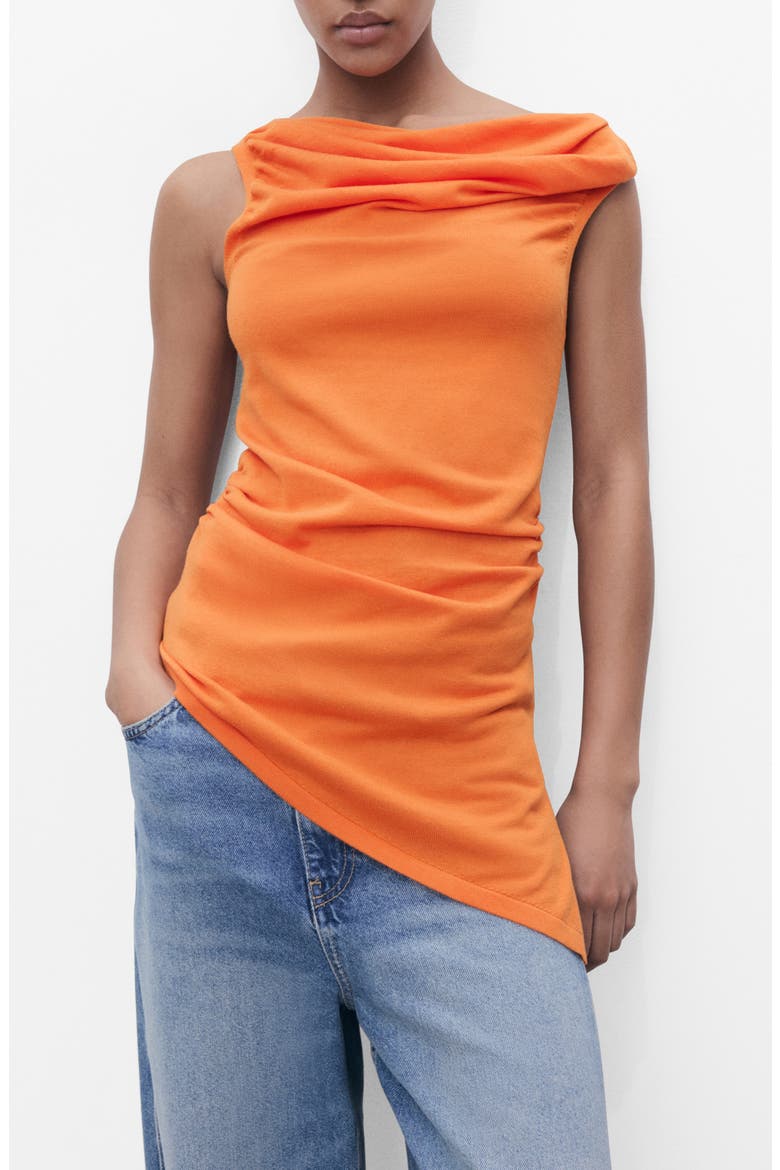 Draped Sleeveless Knit Top, Main, color, ORANGE