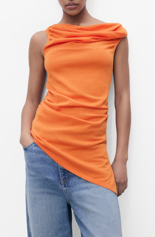 Mango Draped Sleeveless Knit Top In Orange