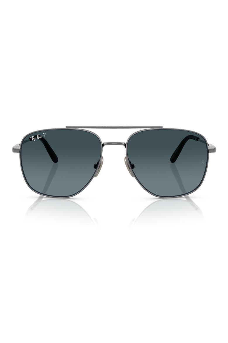 59mm Polarized Square Sunglasses, Main, color, GUNMETAL