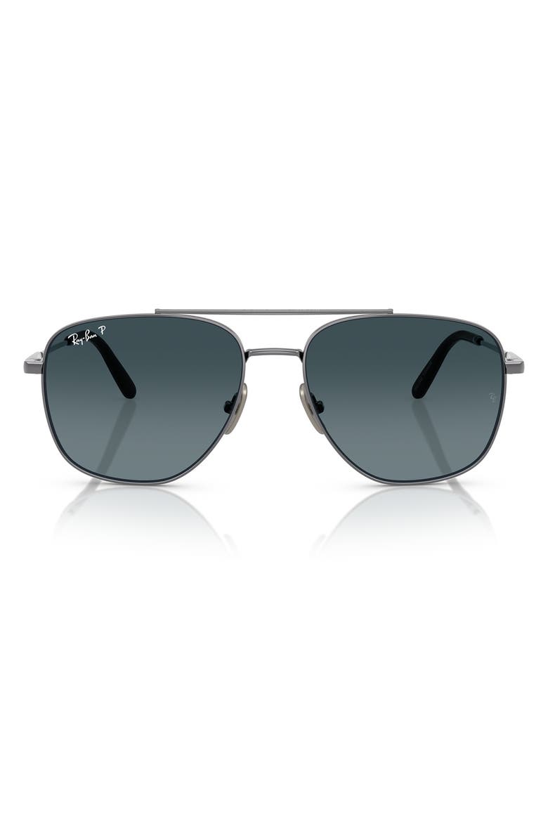 Ray-Ban 59mm Polarized Square Sunglasses, Main, color, Gunmetal