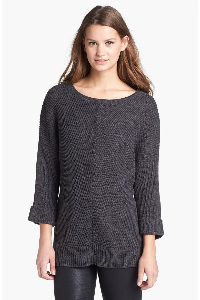 Slouchy Ribbed Tunic, Main, color, HEATHER CHARCOAL