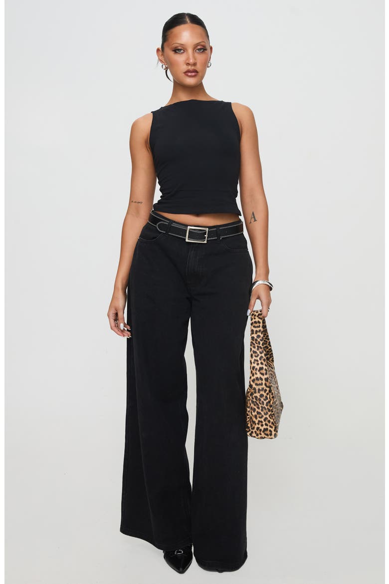 Bleeker Boat Neck Crop Tank, Alternate, color, BLACK