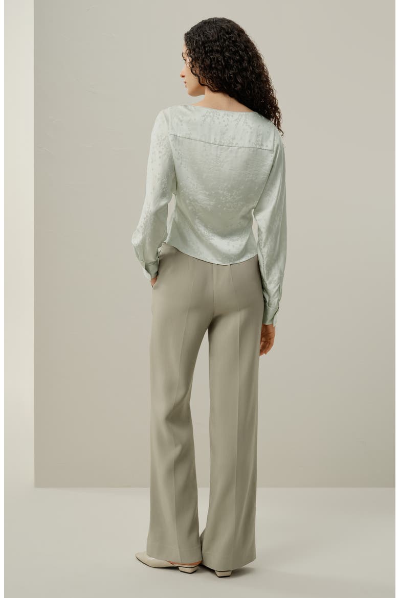 Women's YING Jacquard Silk Blouse, Alternate, color, Jade Green