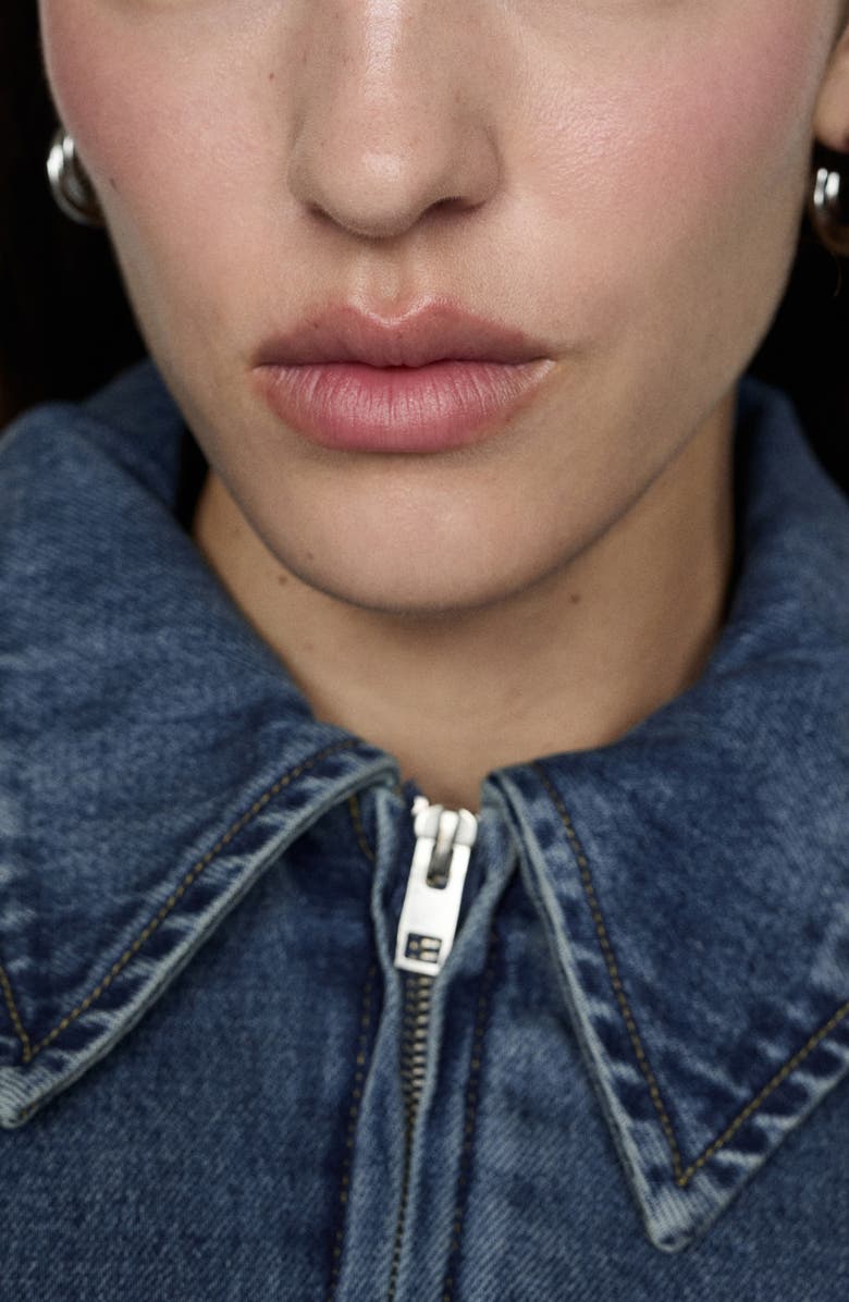 MANGO Crop Zip Lined Denim Bomber Jacket, Alternate, color,