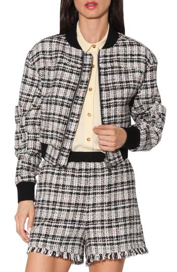 Walter Baker Raina Tweed Bomber Jacket In Montauk Tweed