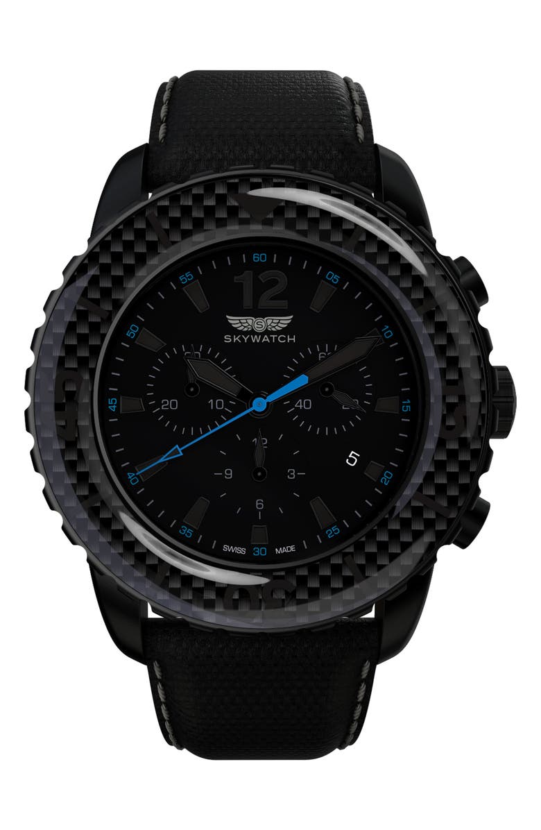 SKYWATCH Classic Chronograph Woven Strap Watch, 46mm, Main, color,