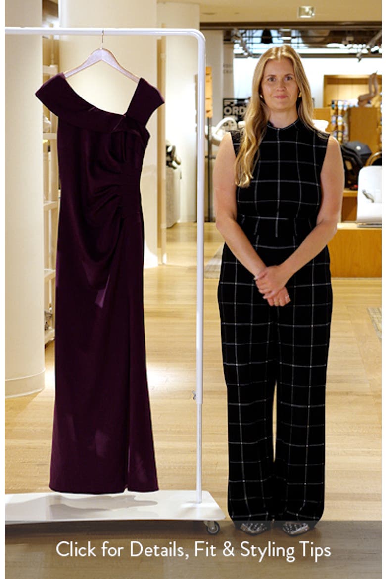 Asymmetric Neck Scuba Knit Trumpet Gown video