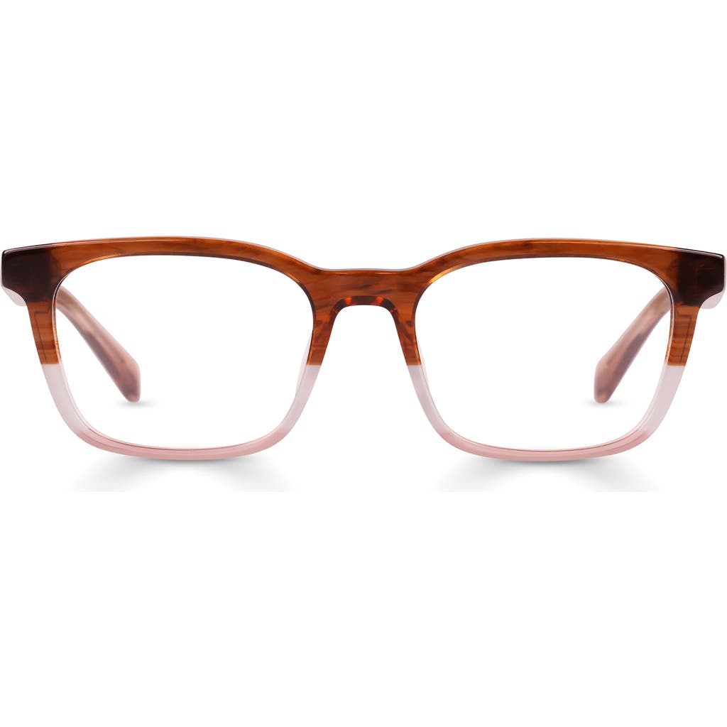 eyebobs Brain Break 46mm Square Reading Glasses in Walnut/Grey/Blush Crystal  product