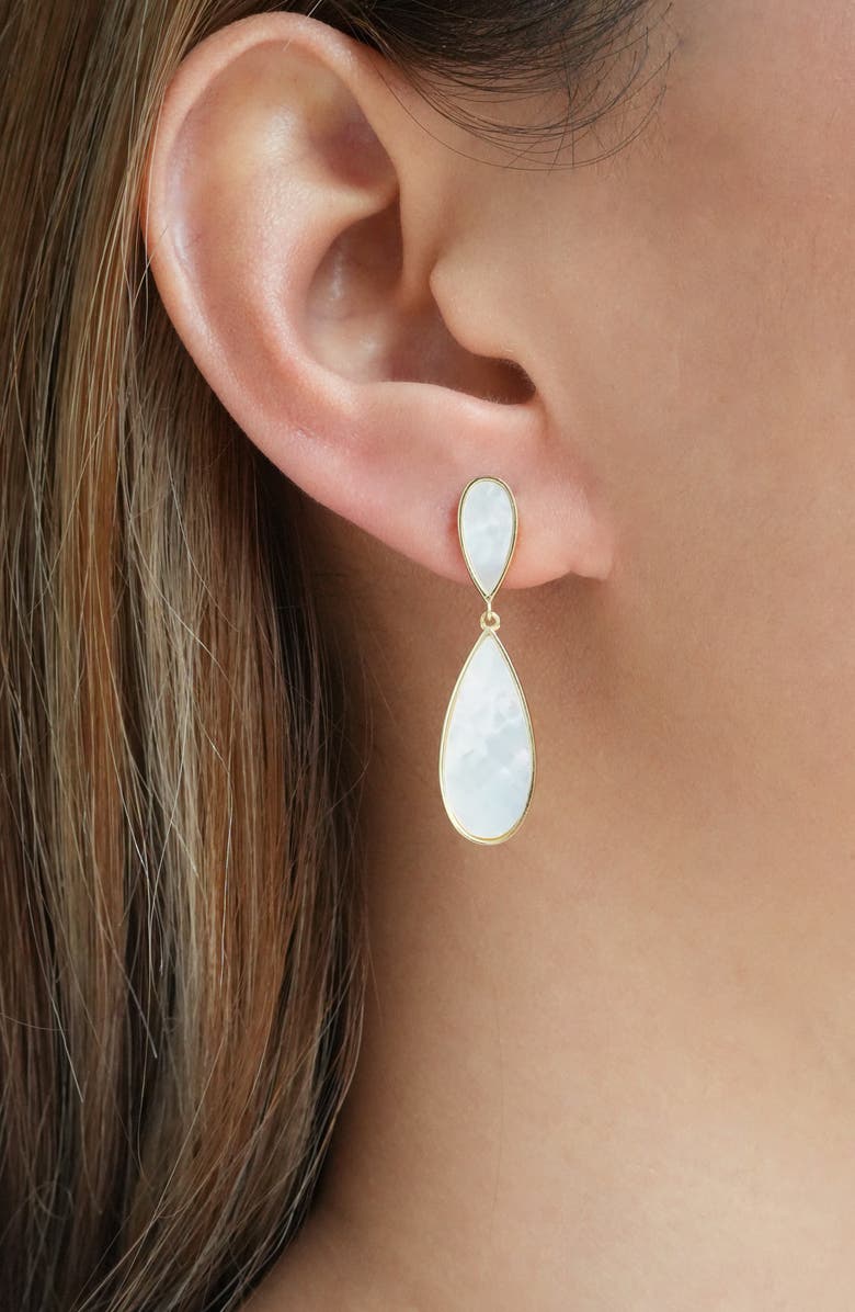 Argento Vivo Sterling Silver Mother-of-Pearl Drop Earrings, Alternate, color, Gold