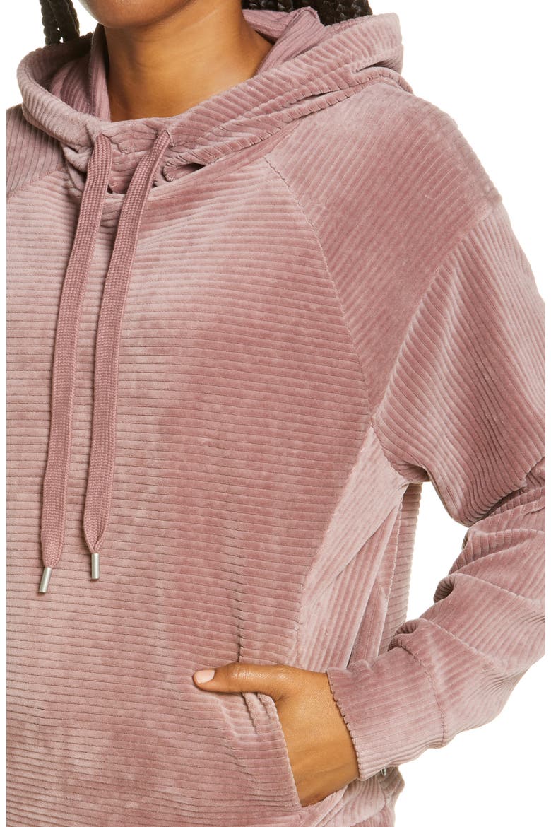 Plush Corduroy Hoodie, Alternate, color, PURPLE TAUPE