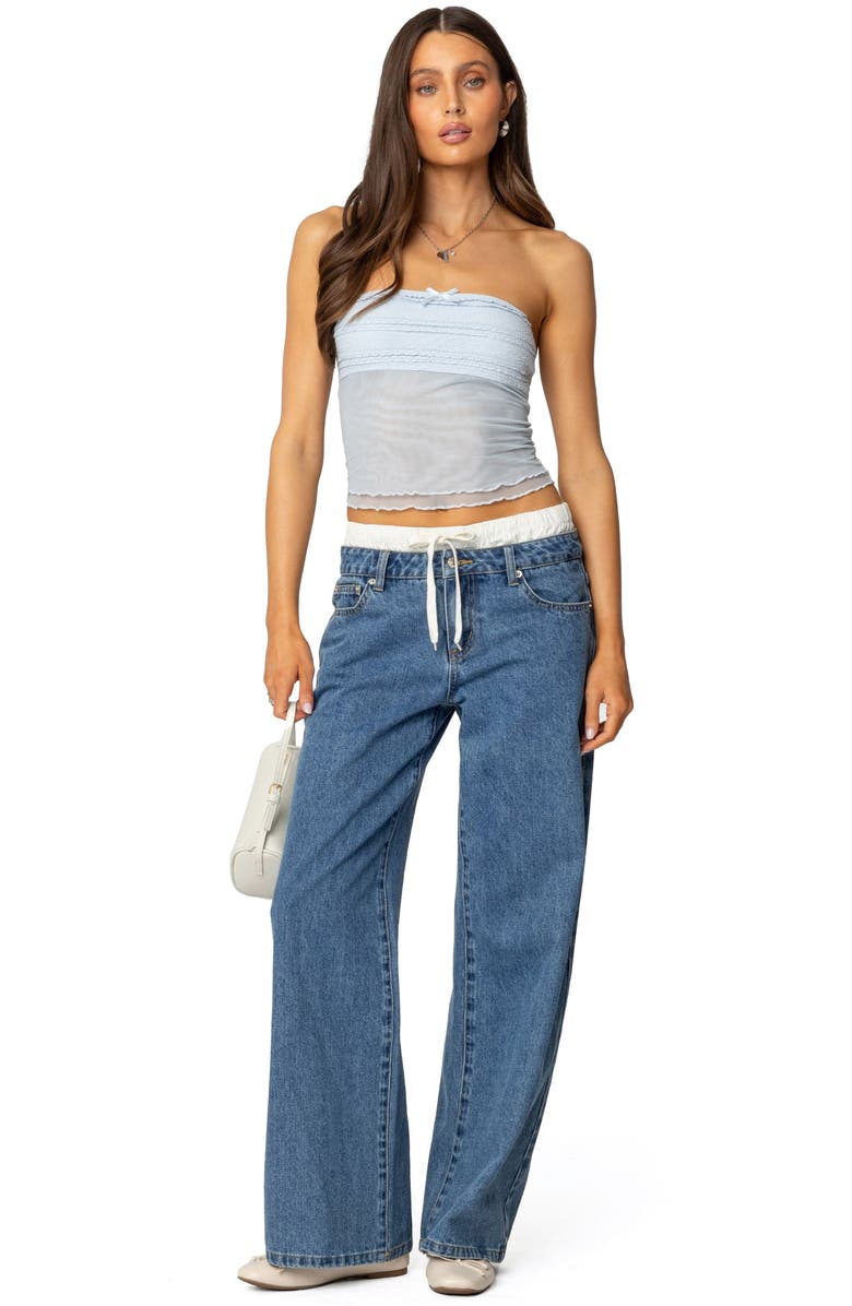 EDIKTED Rori Ruffle Mesh Tube Top, Alternate, color, Light-Blue