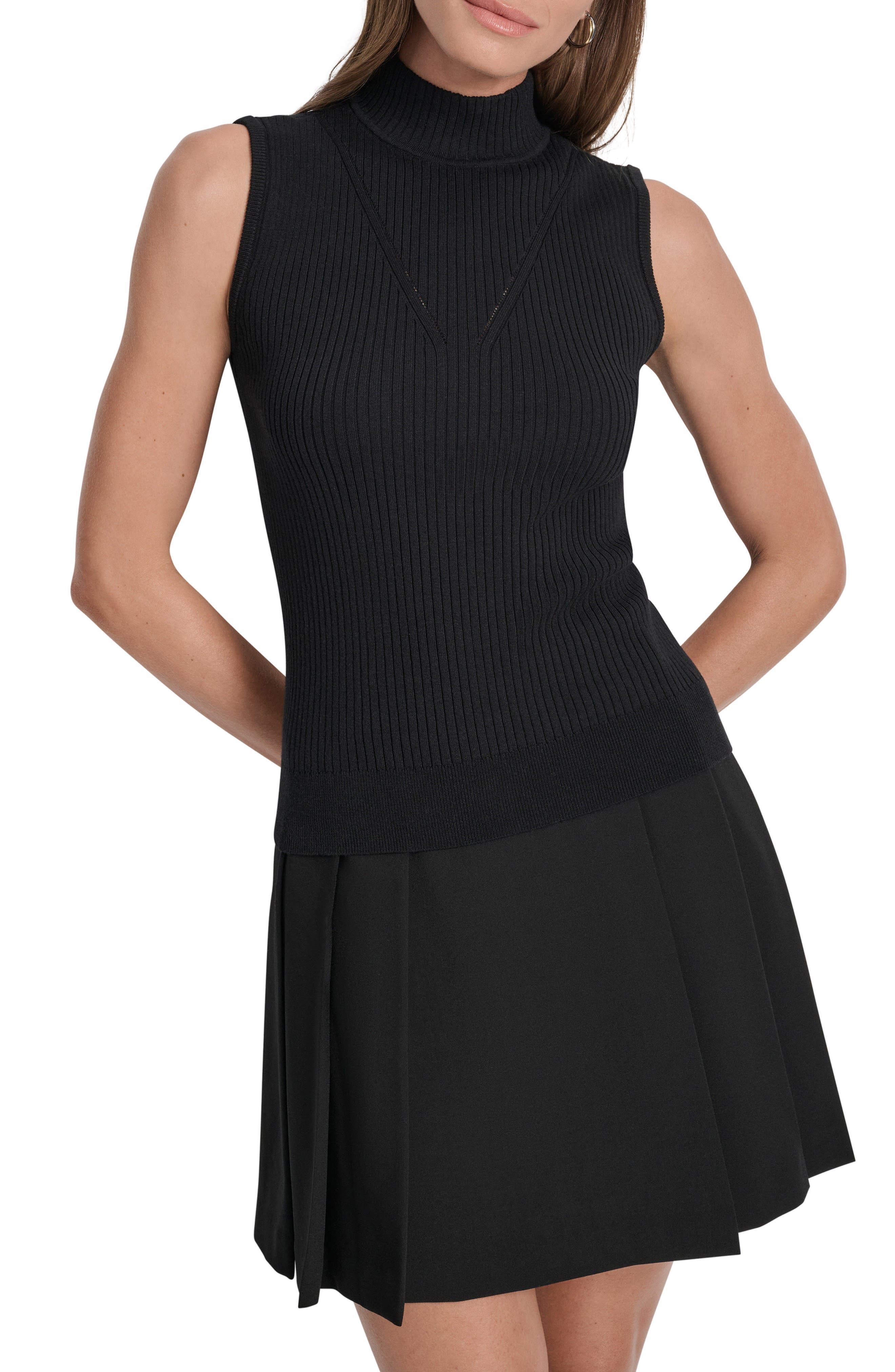 DKNY Sleeveless Mock Neck Sweater
