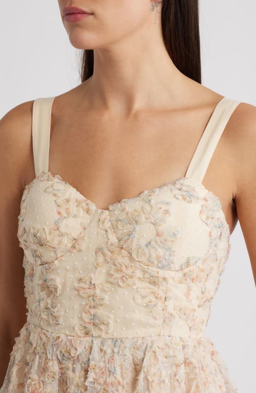 Moon River Ruffle Sleeveless Midi Dress In Neutral