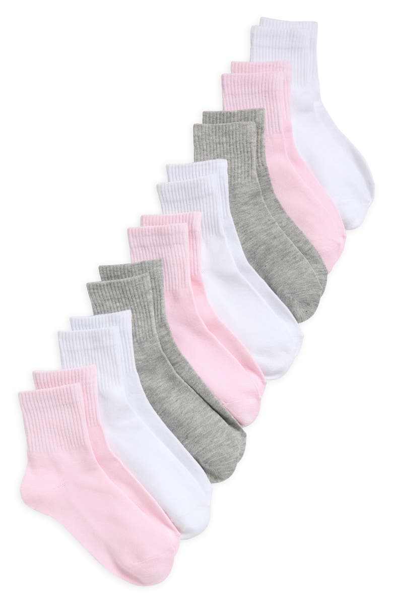 Capelli New York Kids' Pretty Solids Assorted 8-Pack Quarter Socks, Main, color, Multi Co
