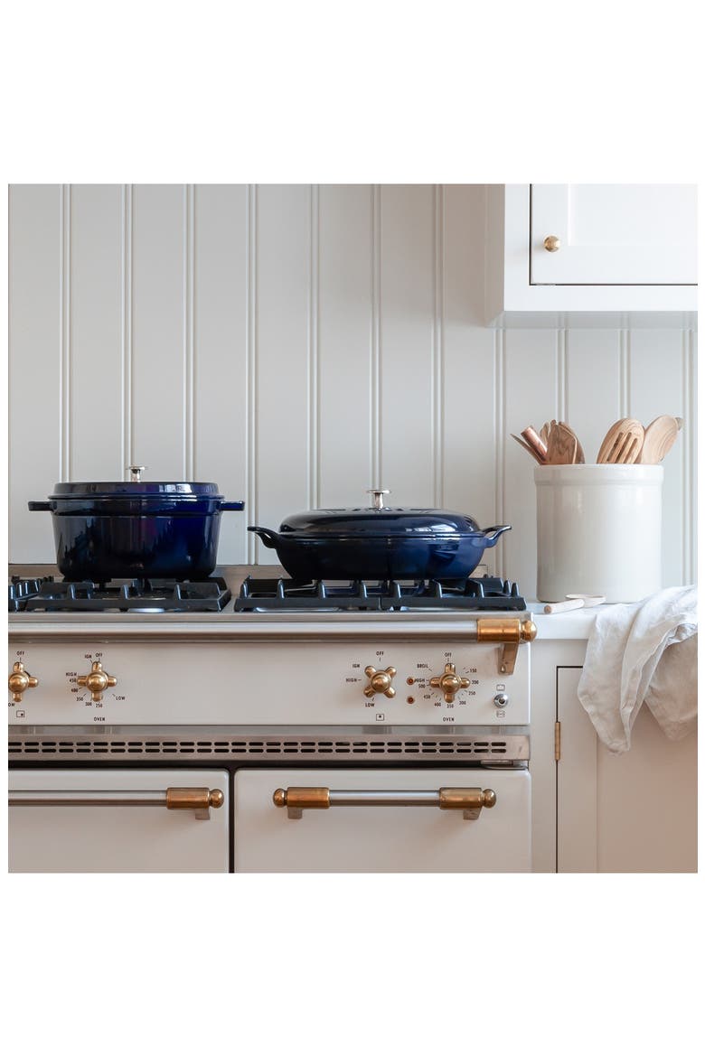 3.5-Quart Enameled Cast Iron Braiser, Alternate, color, DARK BLUE