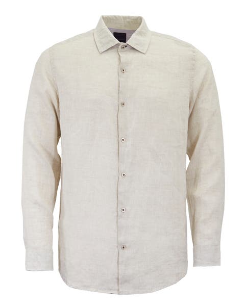 Uomo Solid Long Sleeve Fine Linen Shirt