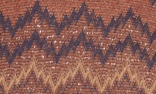 Ramy Brook Prudence Metallic Chevron Turtleneck Top In Brown