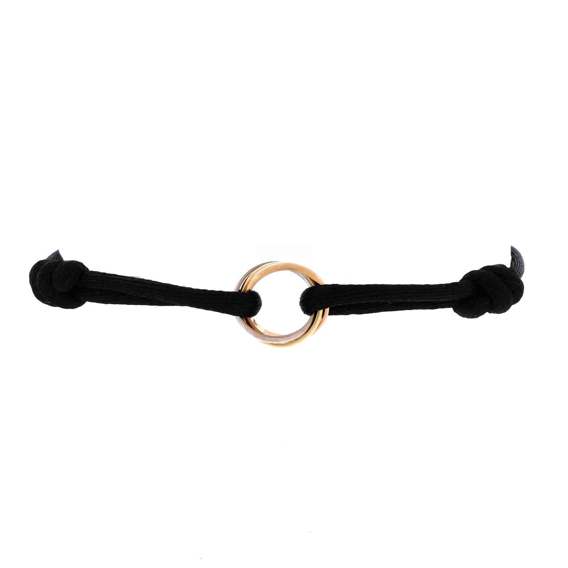 Trinity On Cord Bracelet Silk Cord with 18K Tricolor Gold, Main, color, Metallic Gold
