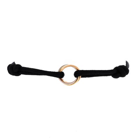 Trinity On Cord Bracelet Silk Cord with 18K Tricolor Gold