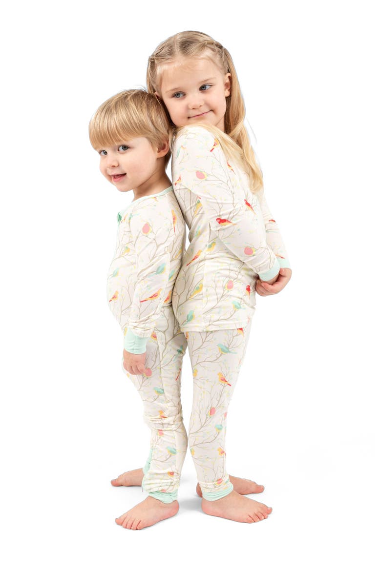 2-pc. Soft Stretch Viscose Matching Family Holiday Pajamas, Alternate, color, Birds Off-White