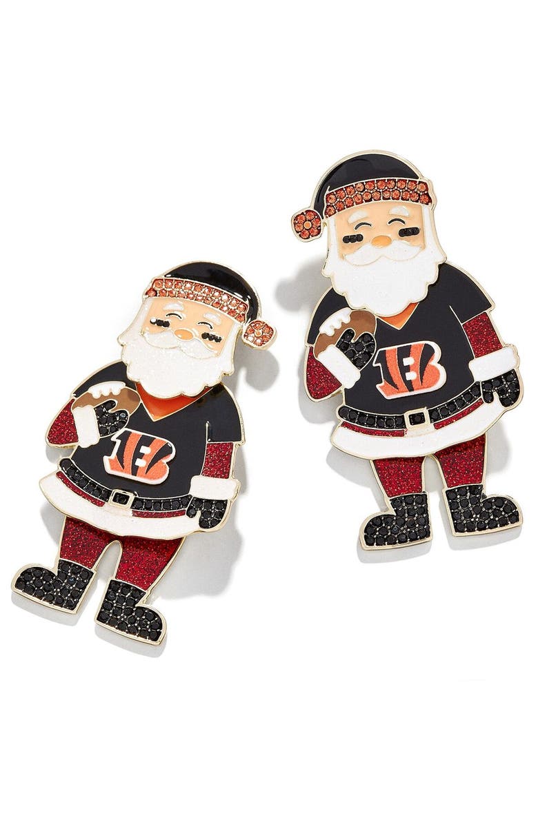BaubleBar Women's BaubleBar Cincinnati Bengals Santa Claus Earrings, Main, color, Black