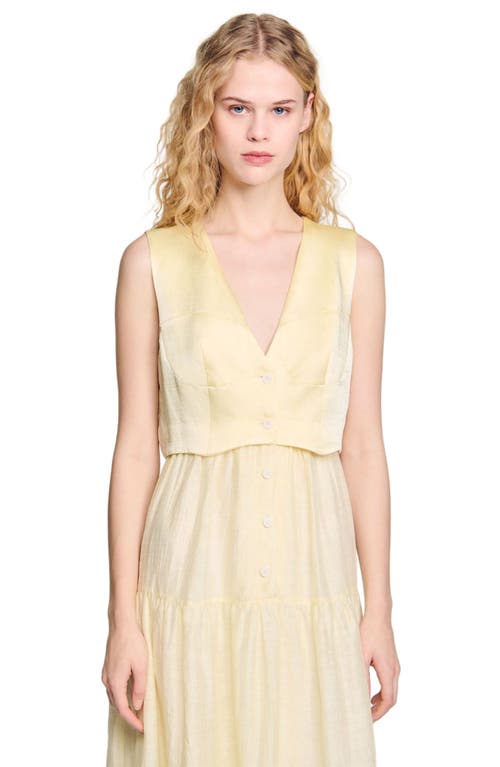 Sandro Womens V-neck Pleated-skirt Woven Maxi Dress Naturels In Light Yellow