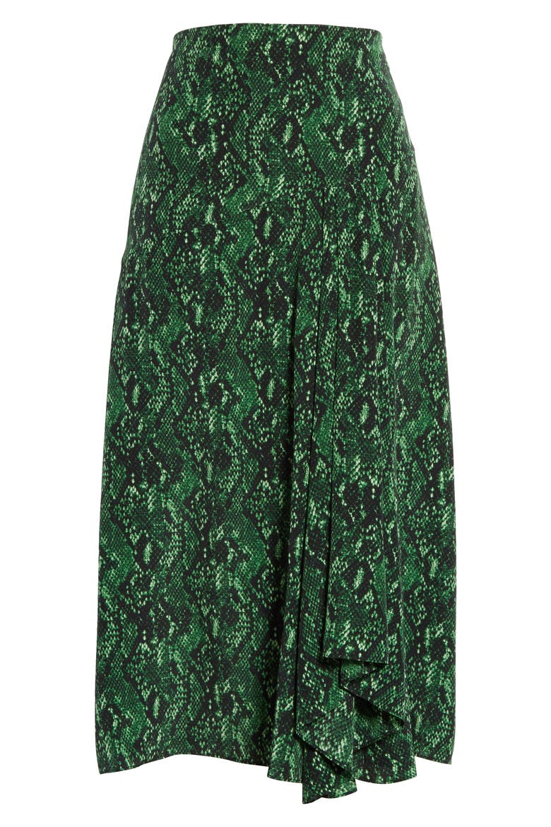 Ramos Snake Print Silk Midi Skirt, Alternate, color, GREEN