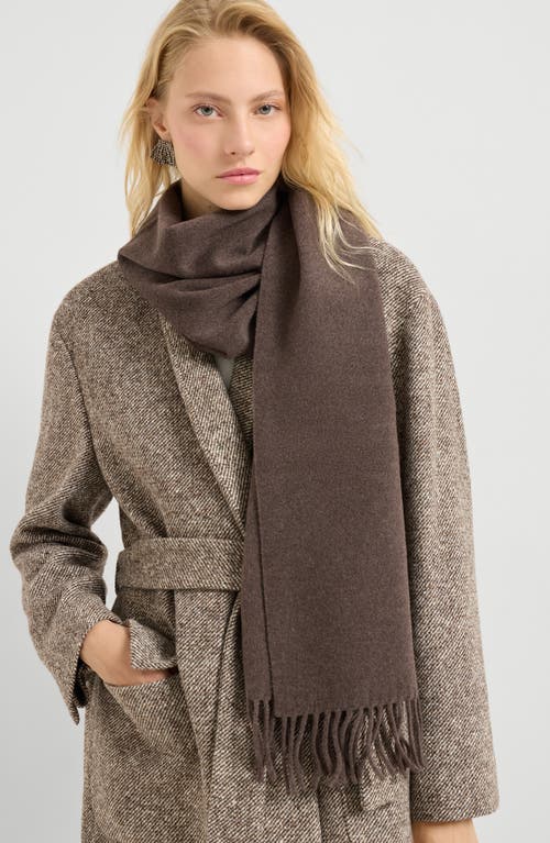Brunello Cucinelli Fringe Cashmere Scarf In Brown