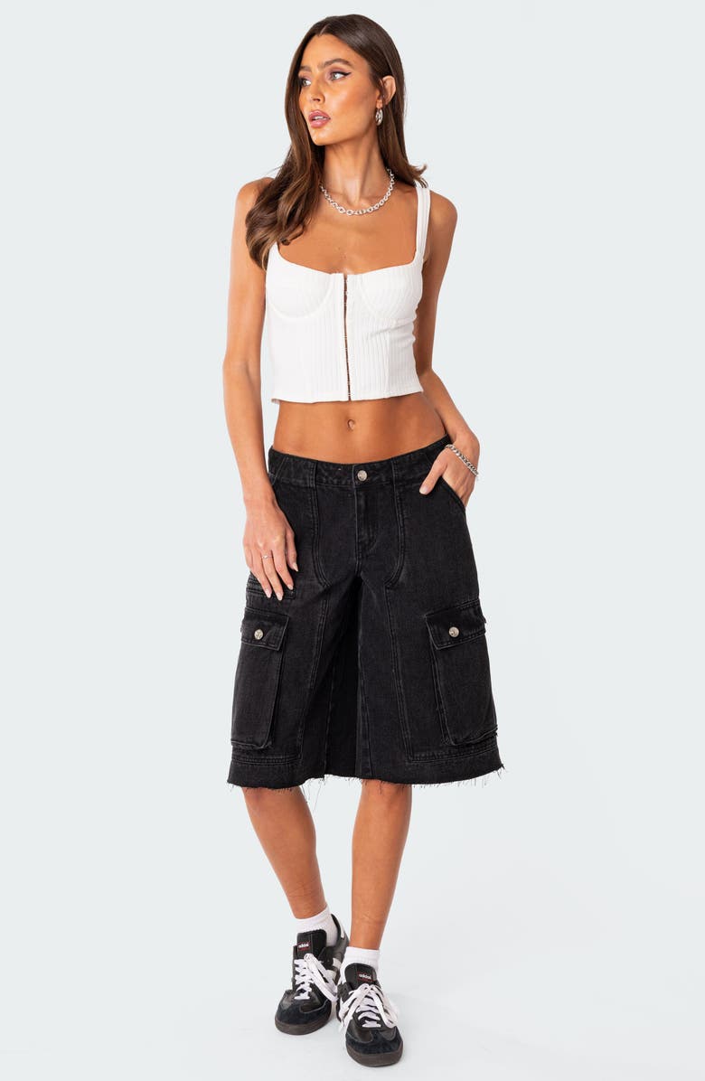 EDIKTED Isadora Rib Corset Crop Top, Alternate, color, White